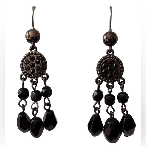 Infinity by Trendi Black Beaded Boho Dangle Earrings - Picture 2 of 5